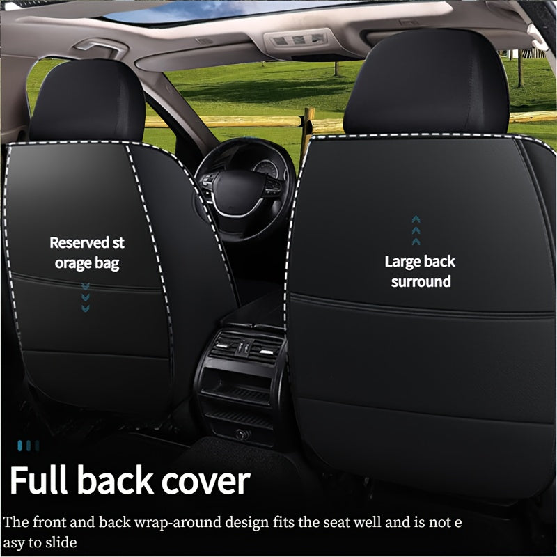 Universal PU Leather Car Seat Set, 5 Seat Full Set Car Seat Cover,