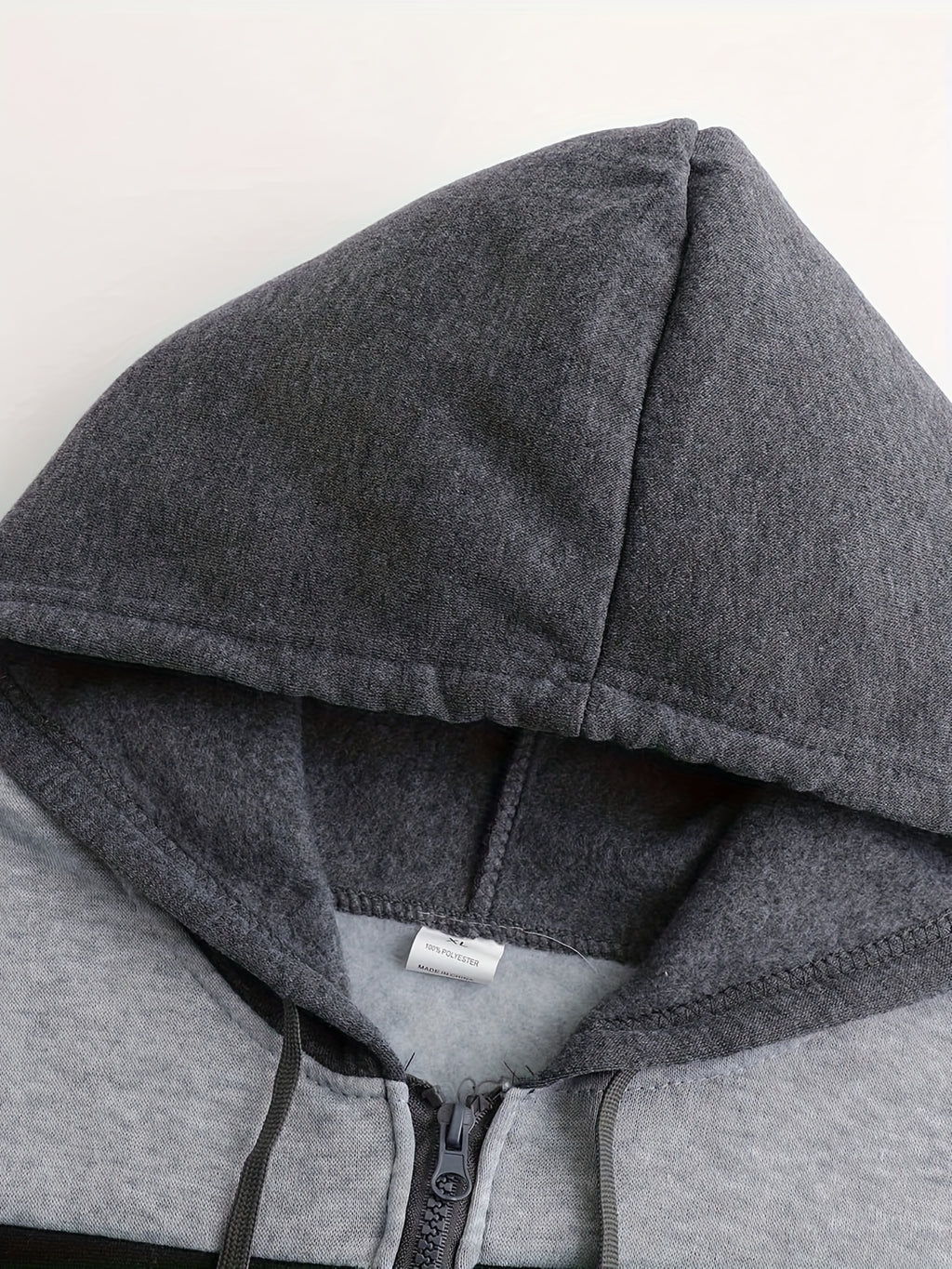 Men'S Casual Hooded Sweatshirt, Solid Color Zip-Up Pullover, Long Sleeve Polyester Knit Fabric, Regular Fit with Slight Stretch, 160gsm - Autumn/Winter Fashion