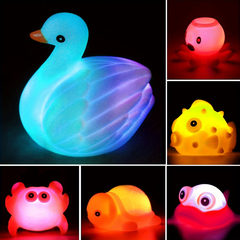[Popular Choice] Light-Up Water Pool Bath Toy Set, Floating Rubber Toys for Youngsters