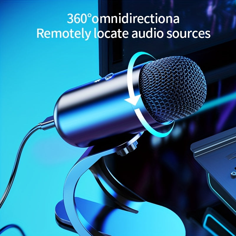 Professional USB Microphone Kit Plug & Play for Studio, E-sports, Singing The microphone used for computers is easy to use and has clear sound quality