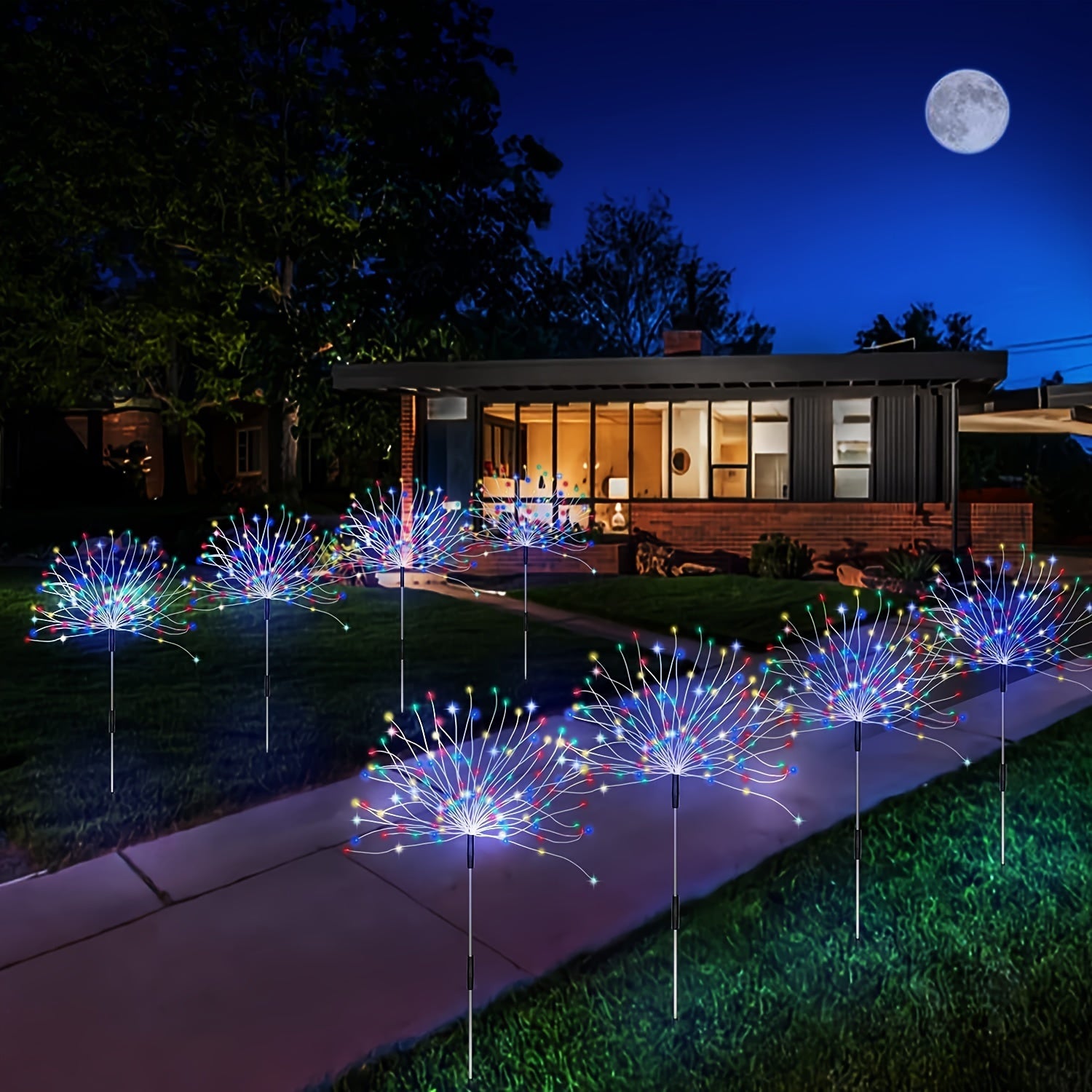 American Independence Day Celebration, Solar LED Fireworks Fairy Lights With 8 Working Modes, For Outdoor Garden Decoration, Yard Parties, Christmas, Weddings, Lawn Pathways