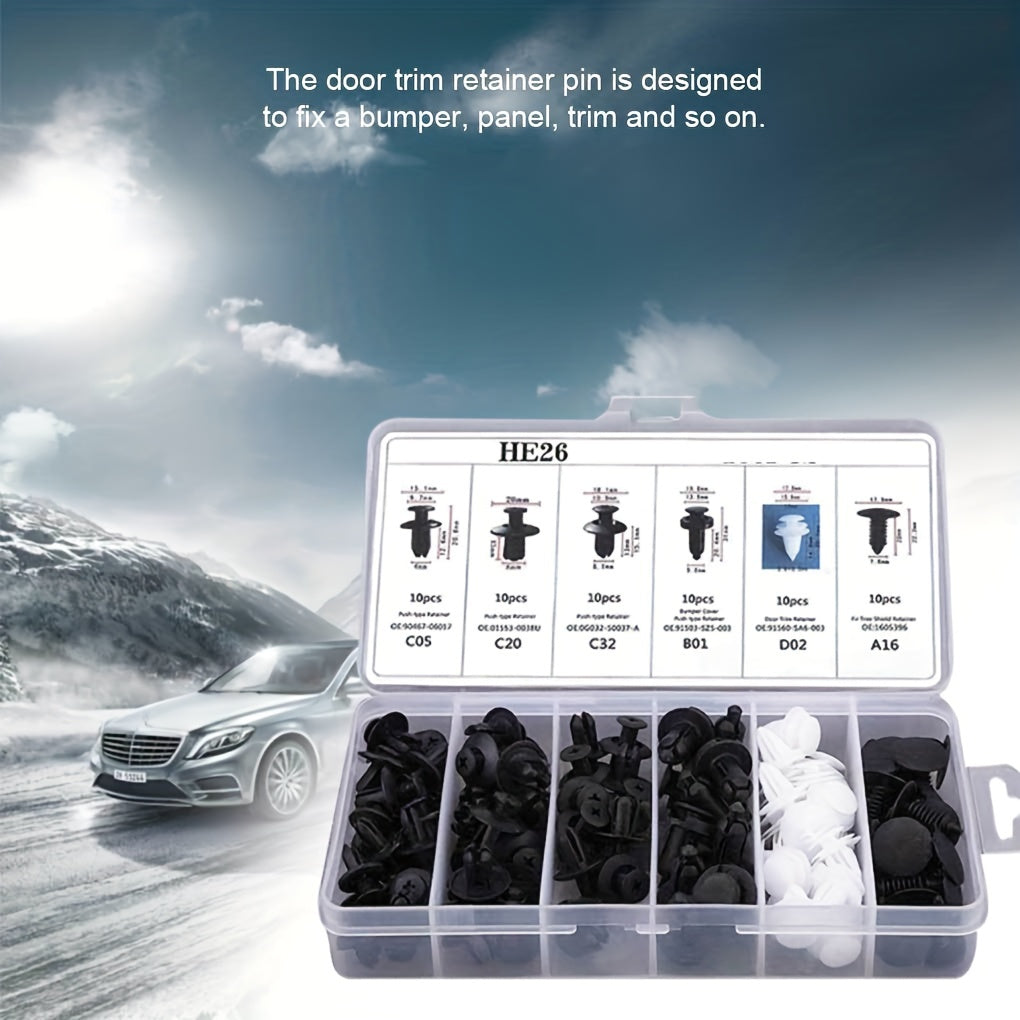 Automotive Plastic Buckle Mixed Universal Body Fixing Screw Clip Nylon Clip [Model: HE26] [OPP Bag Packaging] [Combined 60pcs, Separate 100pcs]