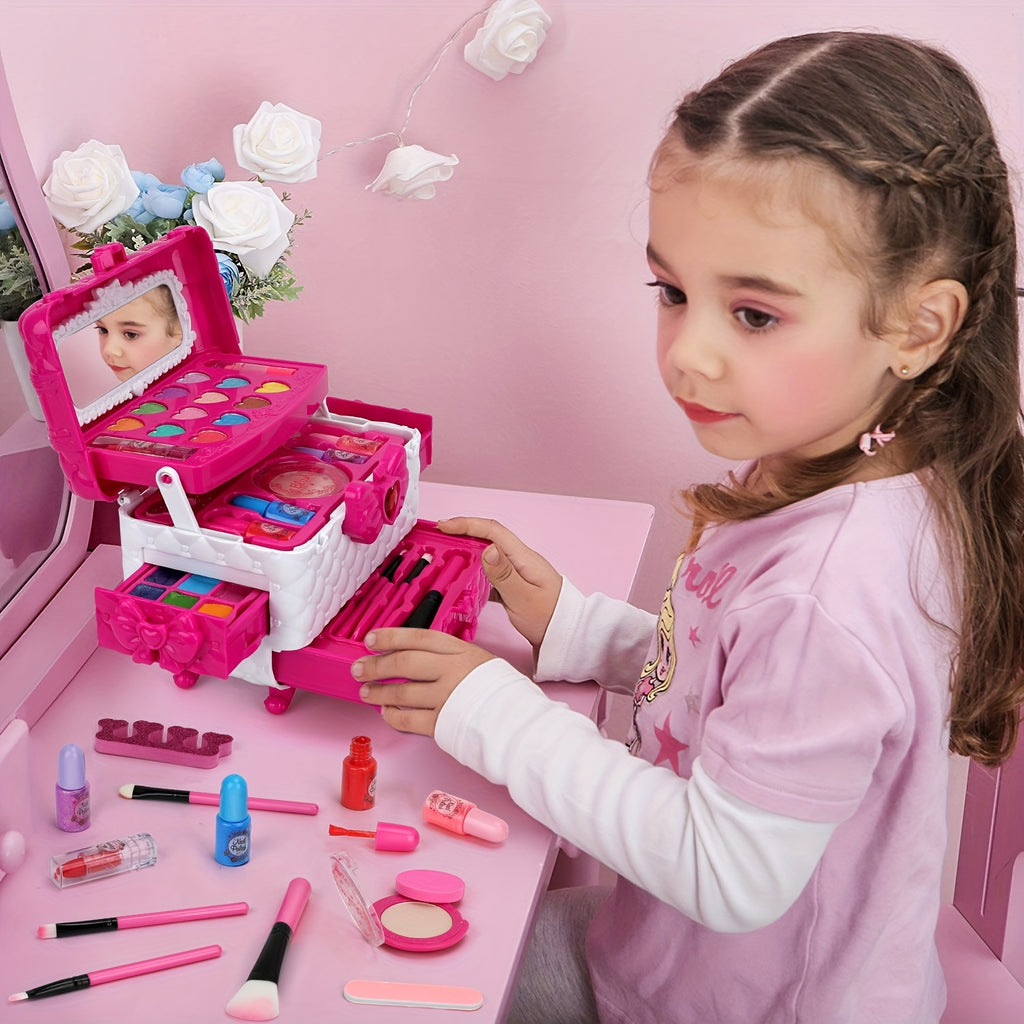 54PCS Washable Real Makeup Set for Kids, Little Girls Makeup Toys, Ideal Christmas Gifts, Toddler Toys for Halloween