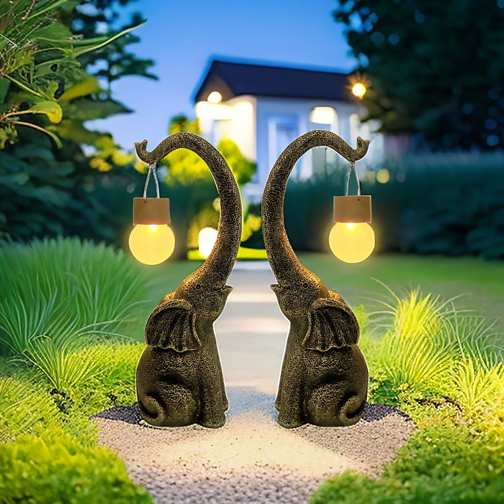 XXOASIS Solar-Powered Copper Elephant Statue Light - Perfect for Garden, Lawn, Balcony, Porch & Pond Decor | Rechargeable, Switch-Controlled Outdoor Illumination | Unique Gift Idea