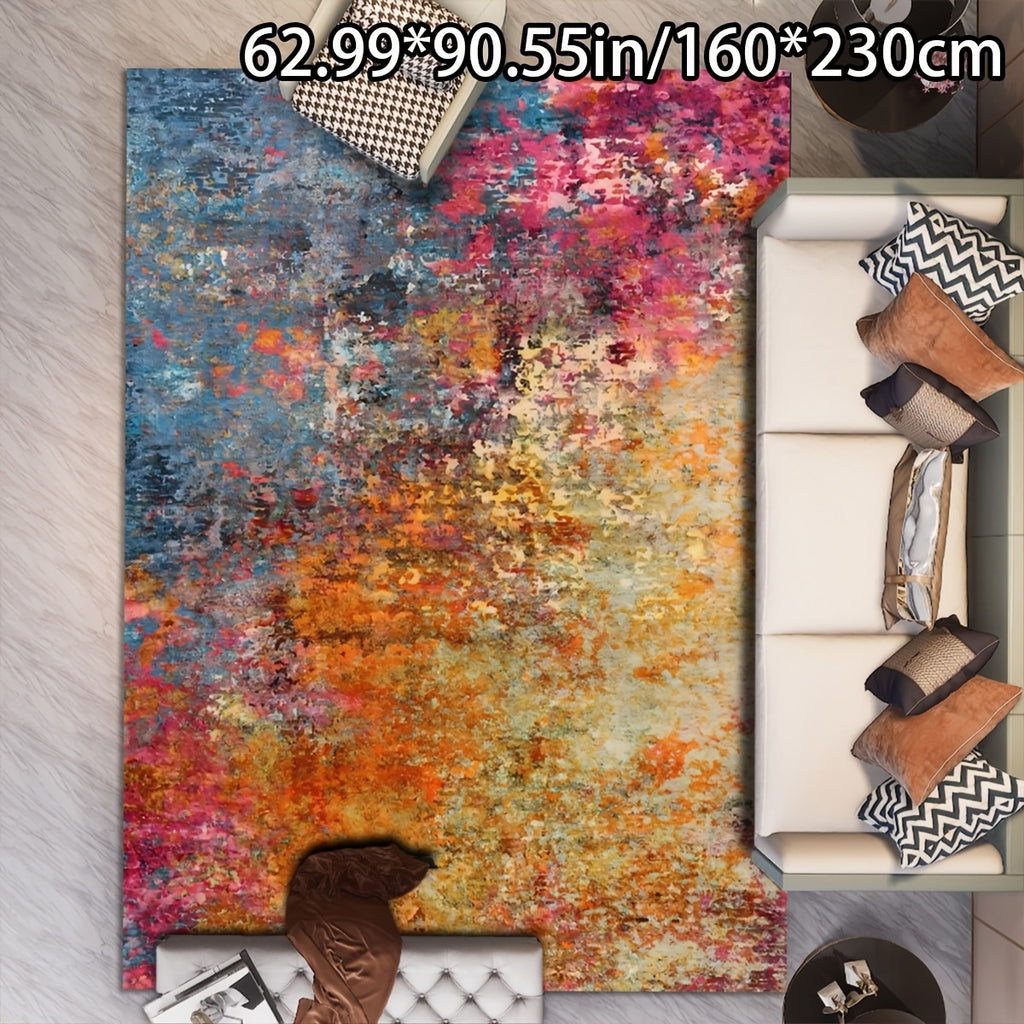 Open Golden Velvet + 800g per square meter + Anti-slip Point Plush Bottom + Bottom Point Plush Floral Pattern Craftsmanship 1pc Golden Velvet Home Decor Modern Abstract Pattern Versatile Decoration Style, Living Room Mat, Sof