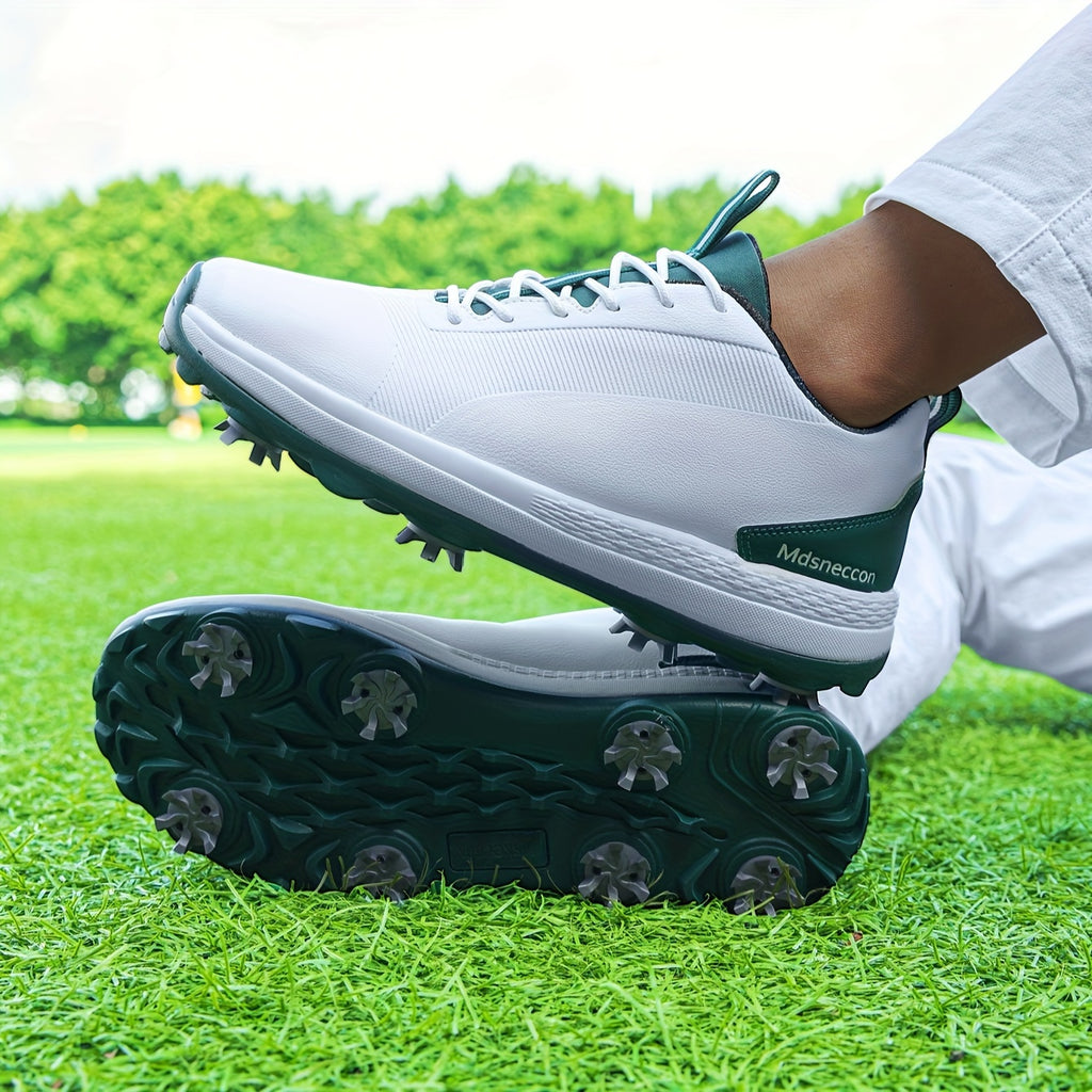 Men's Non-slip Spiked Golf Shoes, Professional Lace Up Sports Sneakers For Golf Training