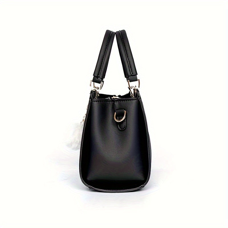 Elegant Lightweight Faux Leather Handbag - Women's Solid Color Shoulder Bag