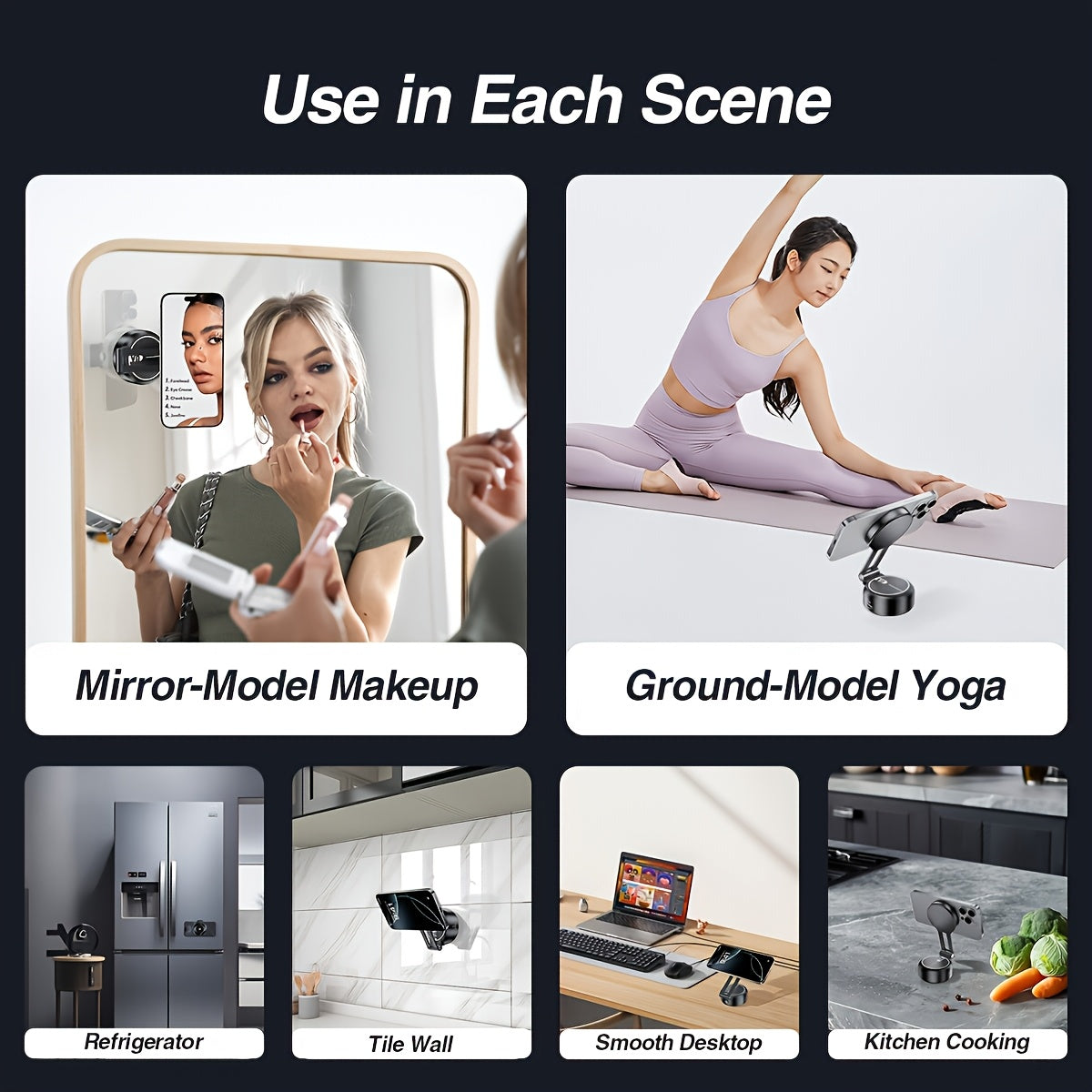 Car Mount Phone Holder For Vehicle, Vacuum Suction Design,