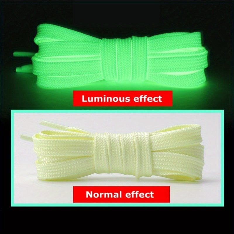 1 Pair Radiant Glow-in-the-Dark Flat Luminous Shoelaces -  Laces for Men and Women Couples Matching Accessory