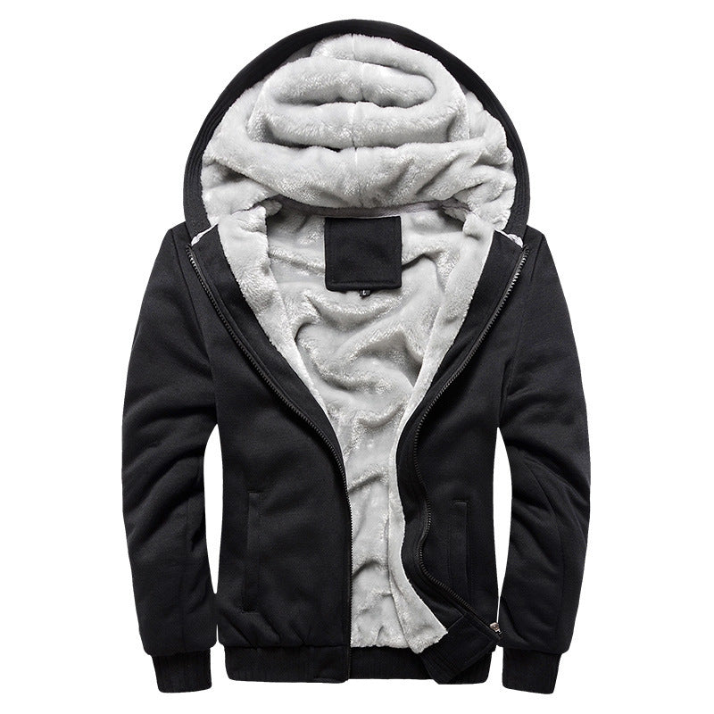 Men'S Winter Thick And Padded Warm Zip Up Hooded Jacket