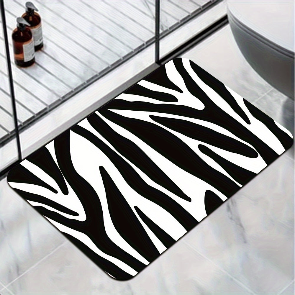 Anti-Fatigue 2pc/3pcs Zebra Print Kitchen Rugs Set - Non-Slip Flannel Carpet, Easy Clean, Stain-Resistant, Machine Washable, Polyester - for Sink, Bedroom, Living Room, Dining Area, Home Decor
