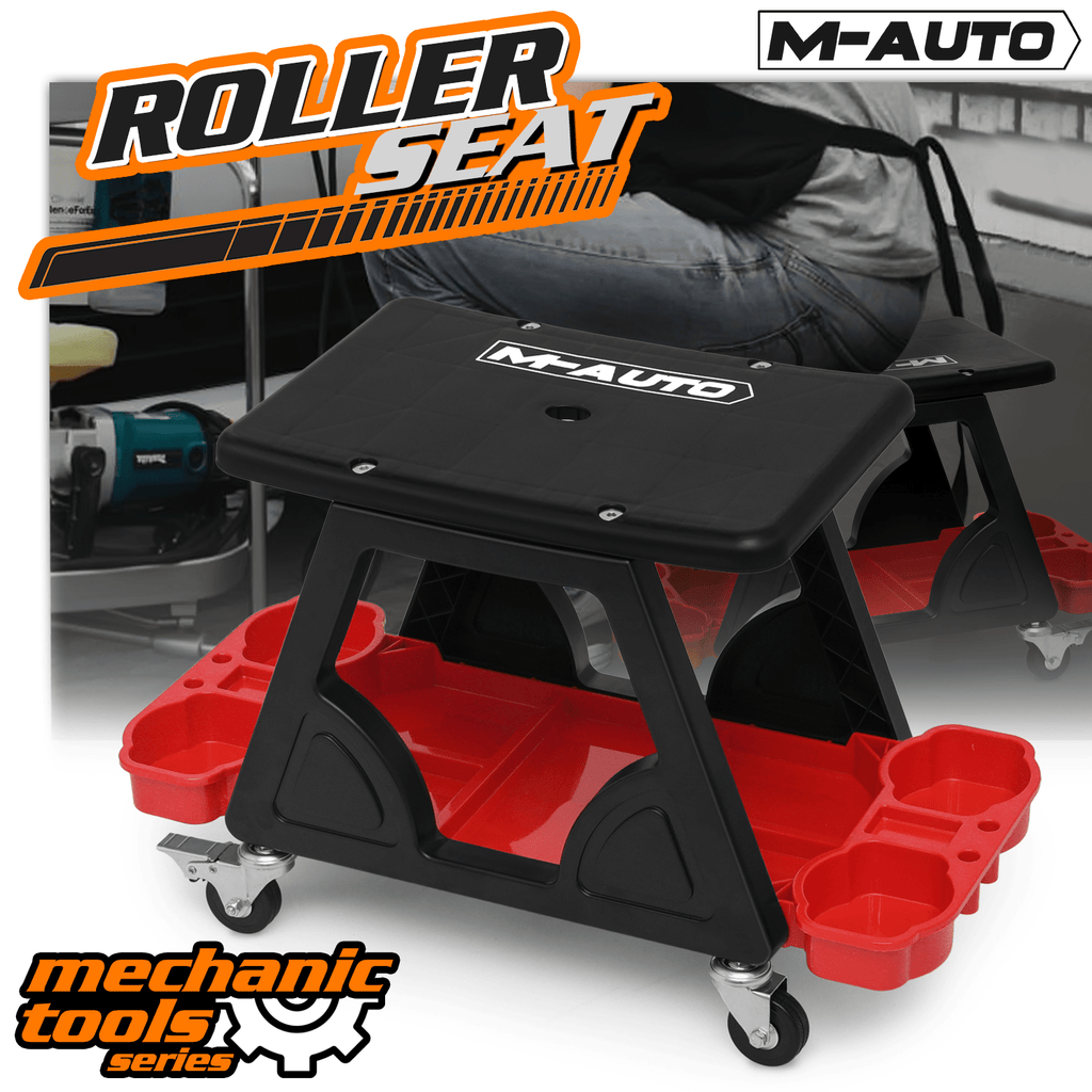 Mechanics Stool with Wheels, Roller Creeper Seat with Tools Storage Tray, Seat Chair for Home Garage DIY Automotive, 300 lbs Capacity