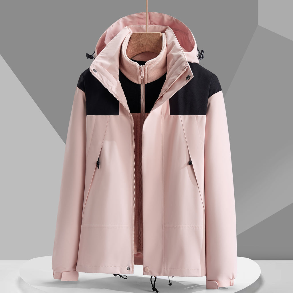 Women's 3-in-1 Outdoor Sports Jacket - Windproof, Waterproof, and Perfect for Mountaineering and Skiing