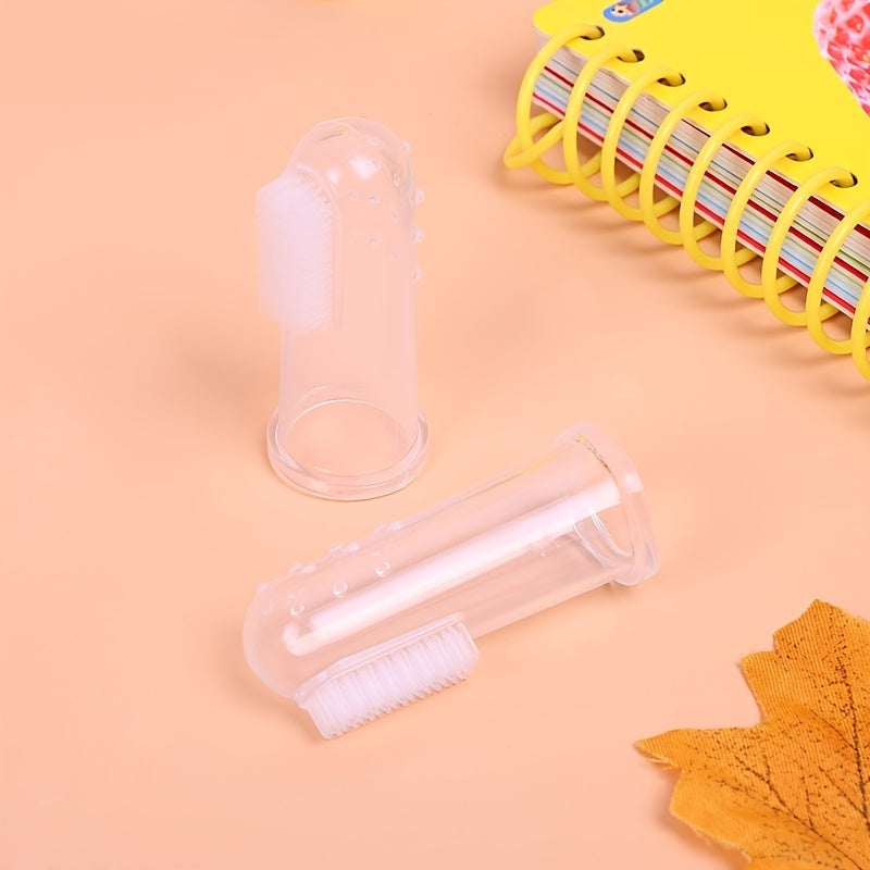 2pcs Silicone Finger Toothbrush: Safe Oral Cleaning With Thumb Sleeve Tongue Moss Cleaning Brush.