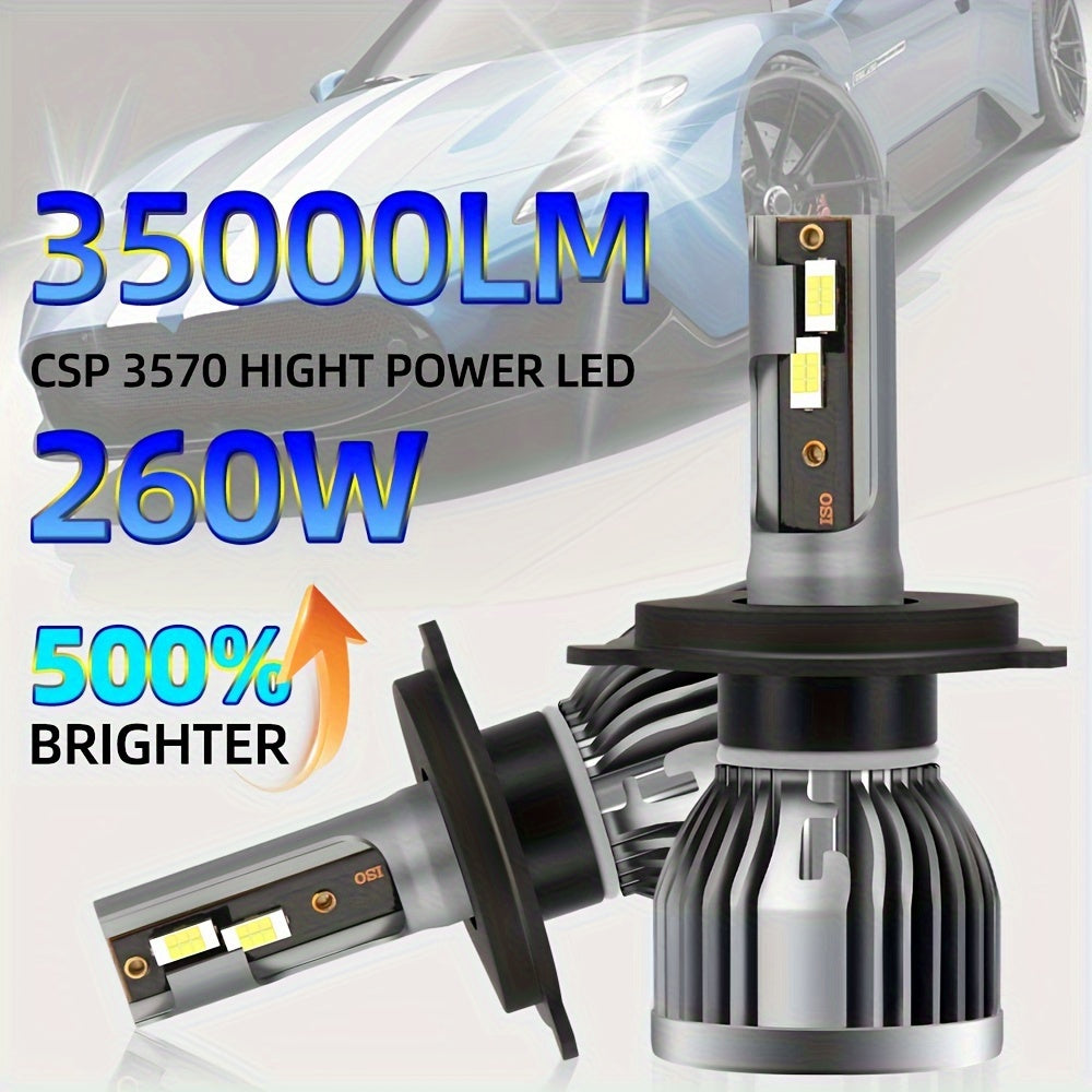 2pcs ROADSUN LED Car Headlights, 35000LM, 6000K White Light, High & Low Beam, 500% Brighter