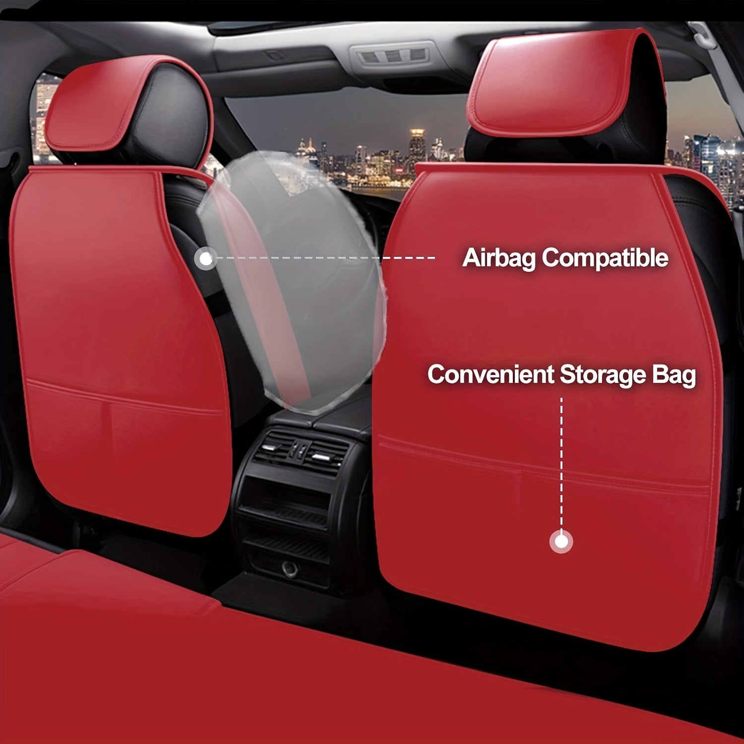 Red Sporty 5 Seat Full Set Car Seat Covers Waterproof Automotive