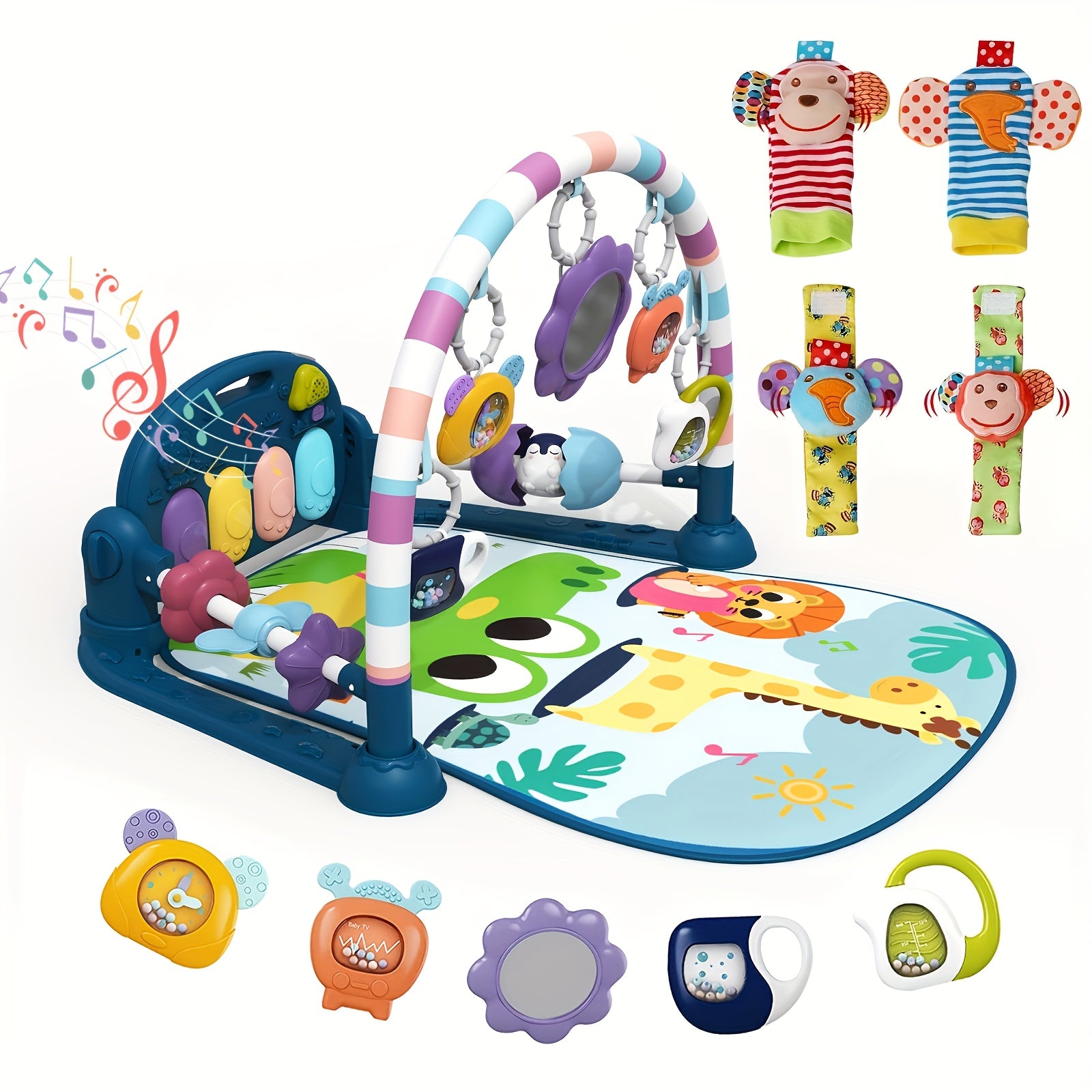 Youngsters Play Mat Youngsters Gym, Funny Play Piano Tummy Time Youngsters Activity Gym Mat with 5 Youngsters Learning Sensory Youngsters Toys, Music And Lights Boy & Girl Gifts for Youngsters Youngsters 0 to 3 6 9 12 Months