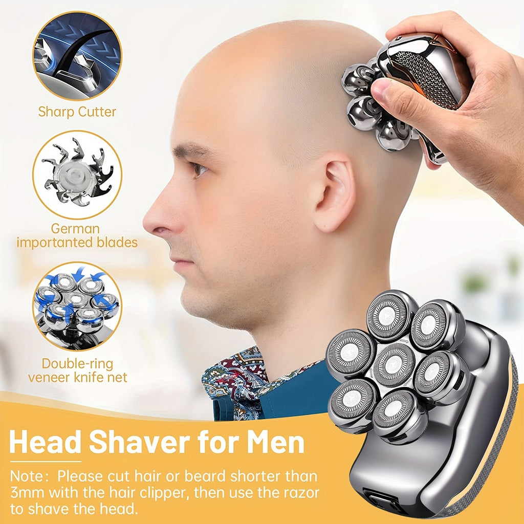 Men'S Electric Head Shaver Razor - Rechargeable Cordless Hair