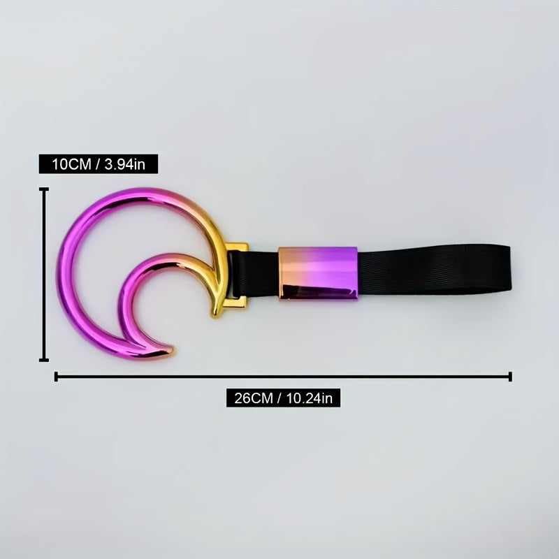 JDM Racing Moon Anti Static Car Pendant - Durable PVC & Nylon Drift Pendant with Safety Warning Ring, Multi-functional Automotive Traction Strap | Decorative & Functional Automotive Accessory