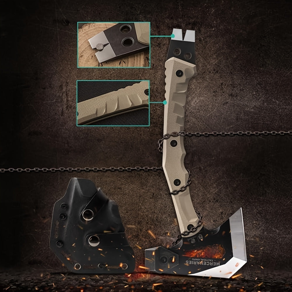 HX OUTDOORS Mercenarys Full Tang Camping Survival Axe, Tactical Multifunctional Tomahawk Hammer, Garden Hatchet Hand Tool