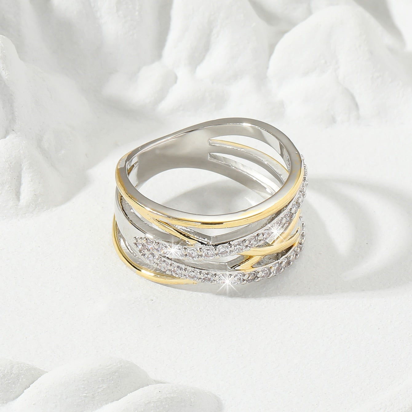 Luxury Infinity zirconia Eternity Ring 18K Gold Plated Wedding Engagement Party Decor For Bride Women Girls Gift