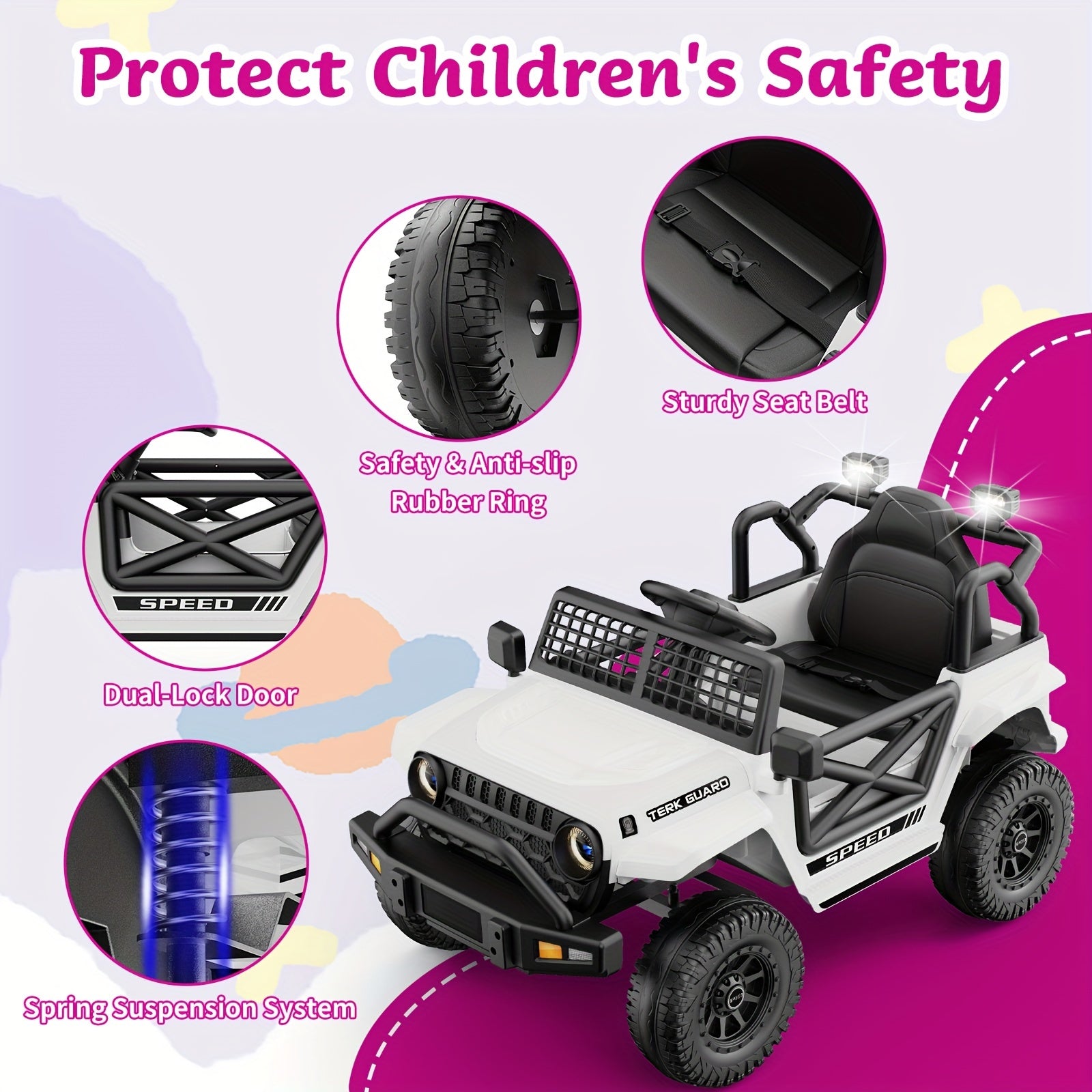 Kids Electric Ride On Truck Car, 12V Electric Ride On Toys, Spring Suspension, Music