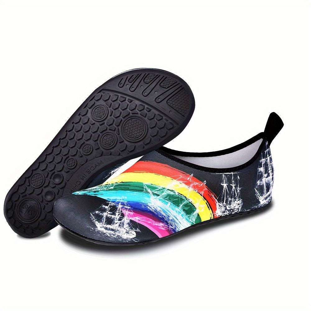 [Water Socks] Women's Water Socks, Solid Stripes Beach Creek Shoes, Casual Flat Slip-on Outdoor Sports Shoes For Swimming Surfing Boating Fishing