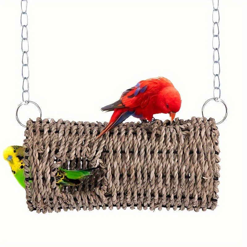 1pc Wooden Bird Toy with Rope, Parrot Hamster Honey Pouch Glider Shelter, Water Grass Escape Passage, Summer Shade Climbing Biting Toy, Parrot Toys