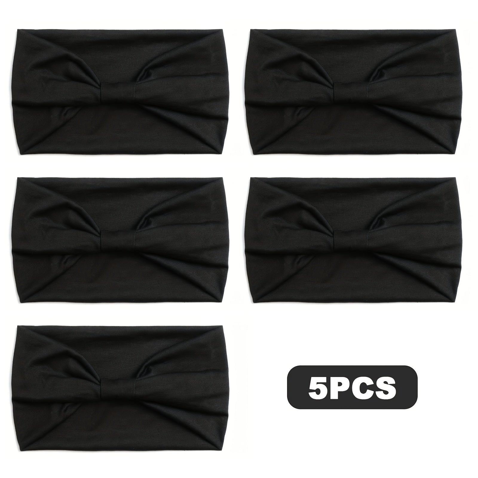 KAQIPEET Women's Wide Headband, Solid Color Polyester, All-Season Stretchy Hair Wrap, Bohemian Thick Sports Yoga Turban Headband Accessory, Colorful Print Knotted Elastic Yoga Headband