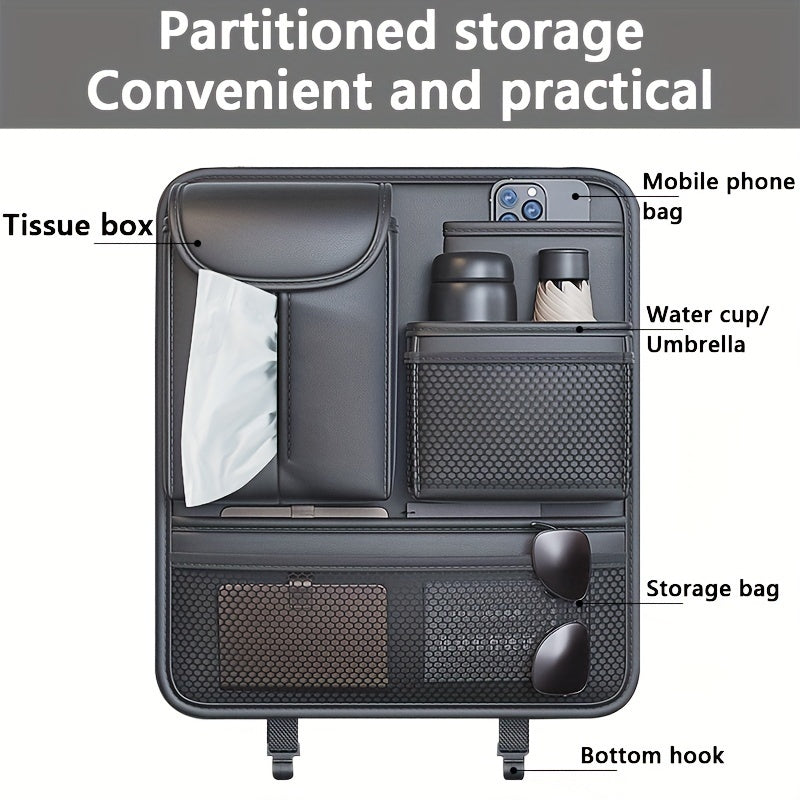 Universal Car Back Seat Organizer, Multipurpose Seat Storage Bag,Car Tissue Box Water Cup Holder Sundry Storage for Travel Accessories and Kids, Toys