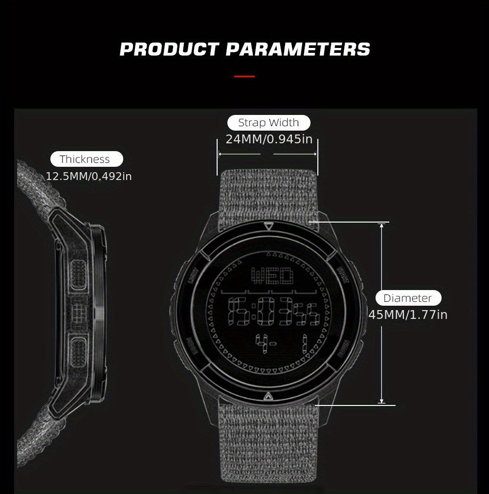 Mens Slim Sports Smartwatch - Water Resistant Chronograph Watch with Pedometer, Multi-Functional Wrist Watch with Carbon Fiber Strap for Fitness, Running, and Outdoor Activities