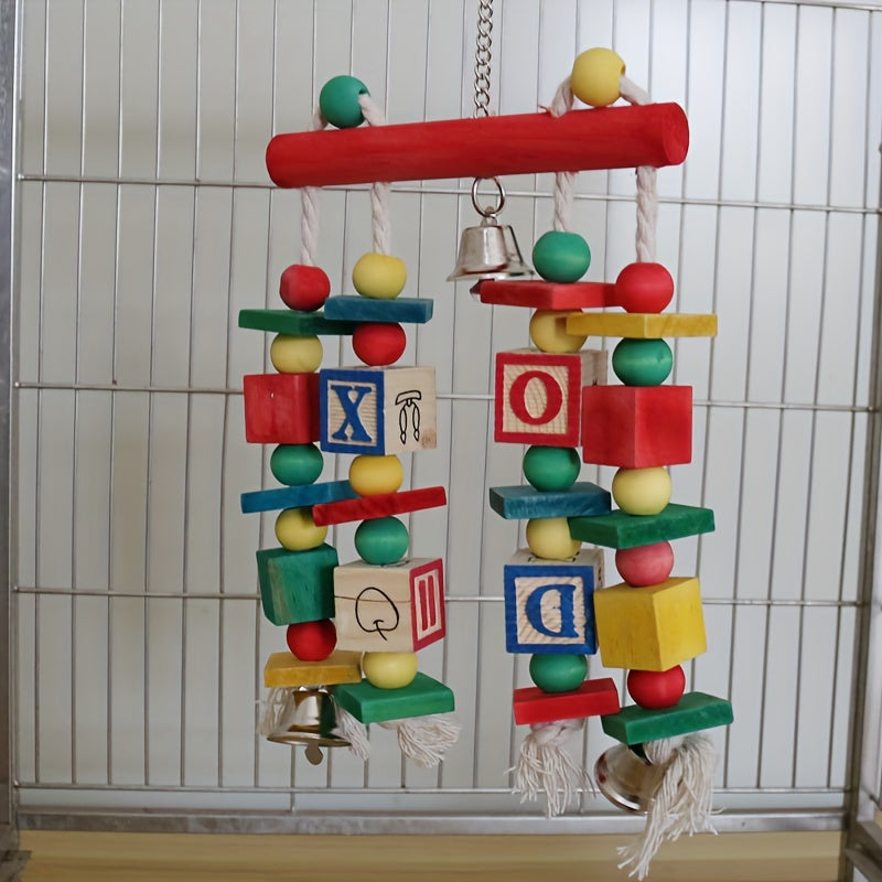 Parrot Toy Chew Grinding Teeth Colorful Wooden Blocks Letter Blocks Small and Medium Parrot Love Bird Toys