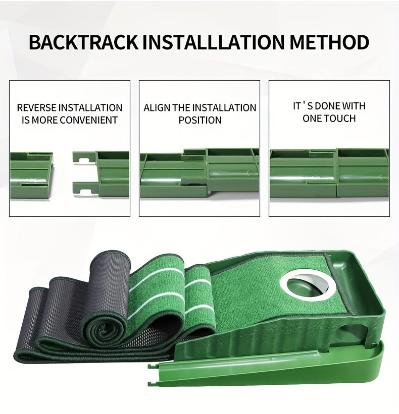 [Golf Putting Mat] HUAEN 8ft Golf Putting Mat with Alignment Guides -