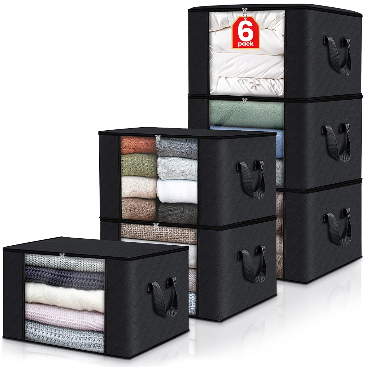 4/6pcs Durable Foldable Storage Trunks with Handle for Clothes, Bedroom, Quilt, Closet, Dormitory, Toys - Cord Blanket Storage Bag