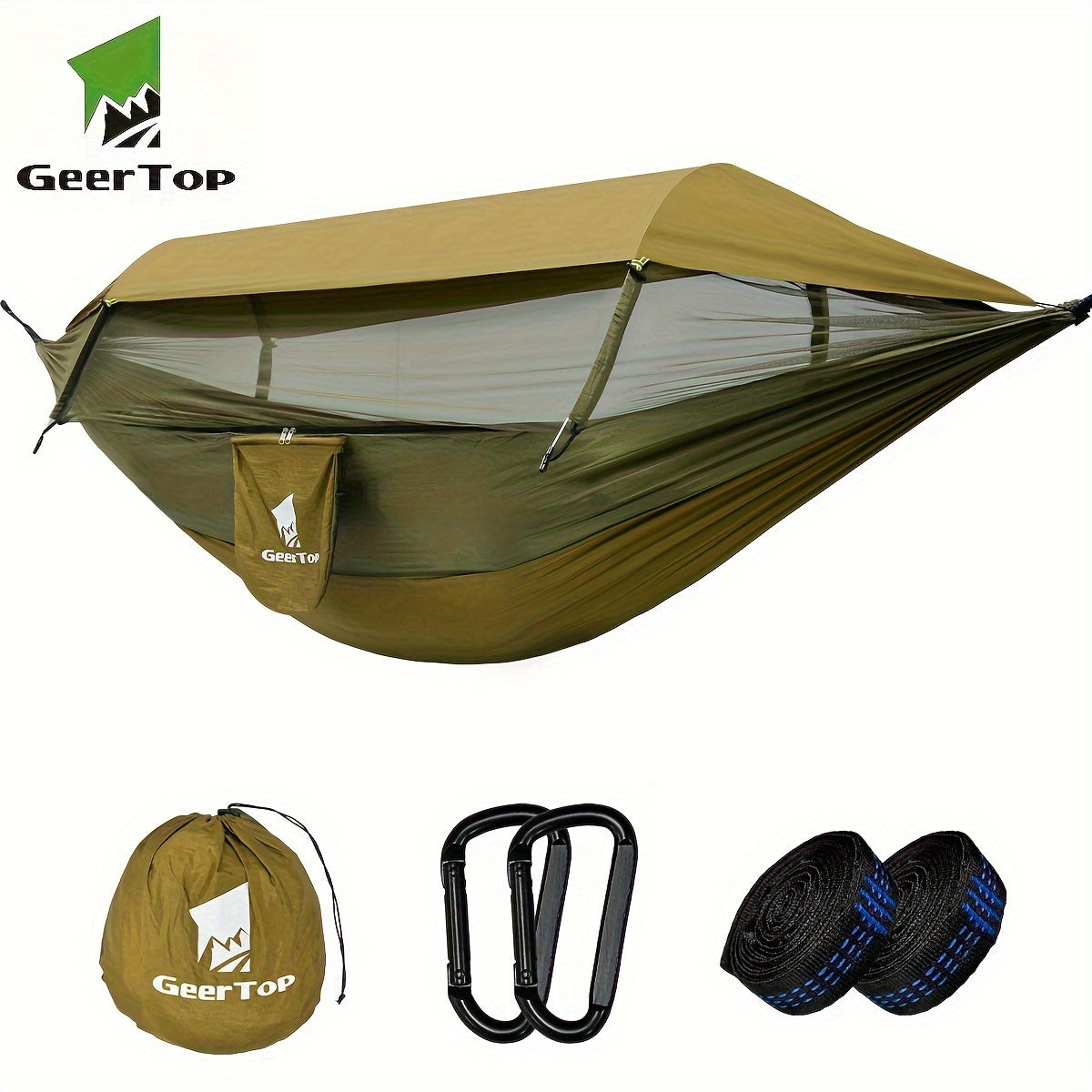 GEERTOP 3in 1 Outdoor Hammock with Mosquito Net Sun Shelter, Double Sleep Rest Camping Hammock for Backpacking Travel Garden Park