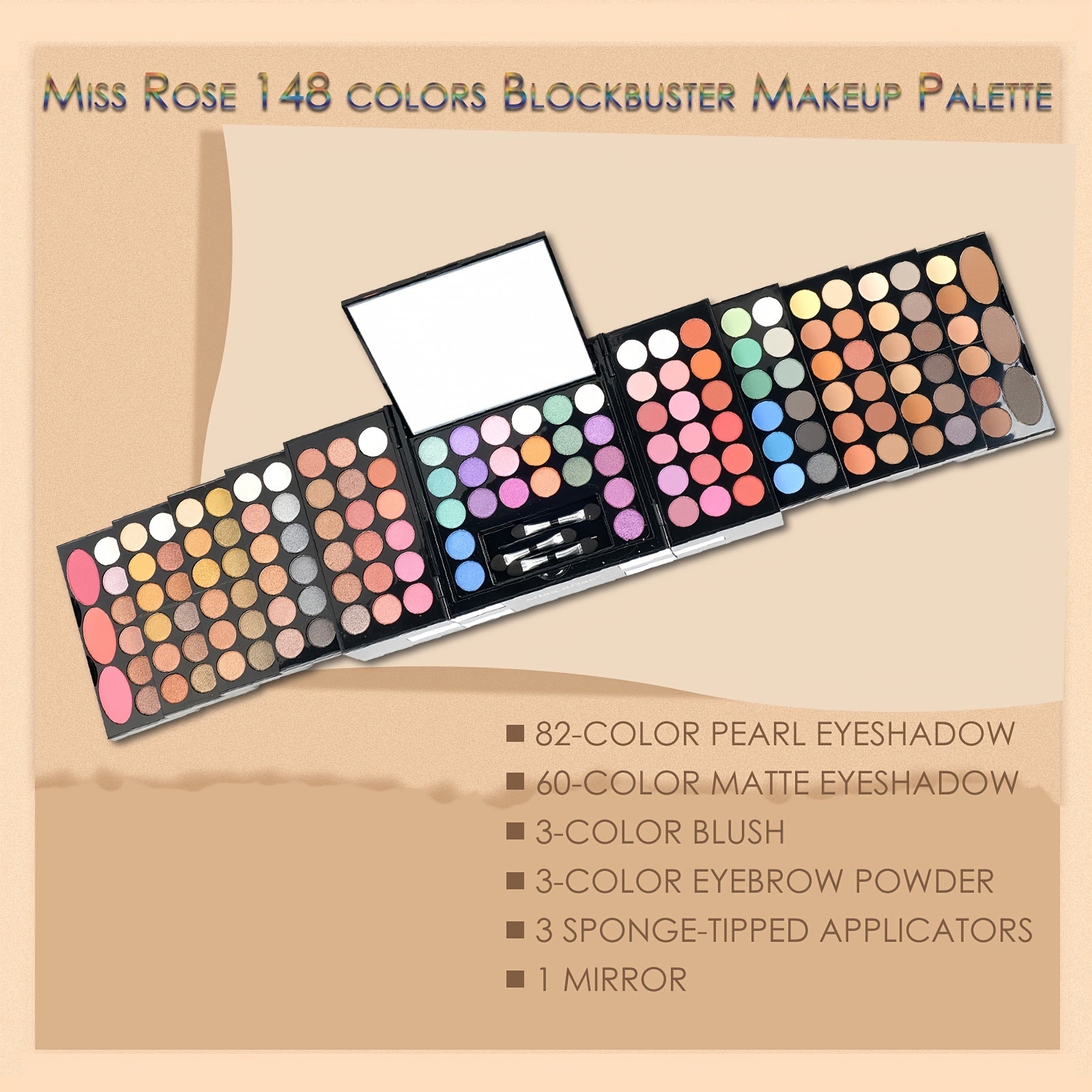 148-Color Ultimate Makeup Kit Collection - Includes 82-Color Pearly Eyeshadow Palette,