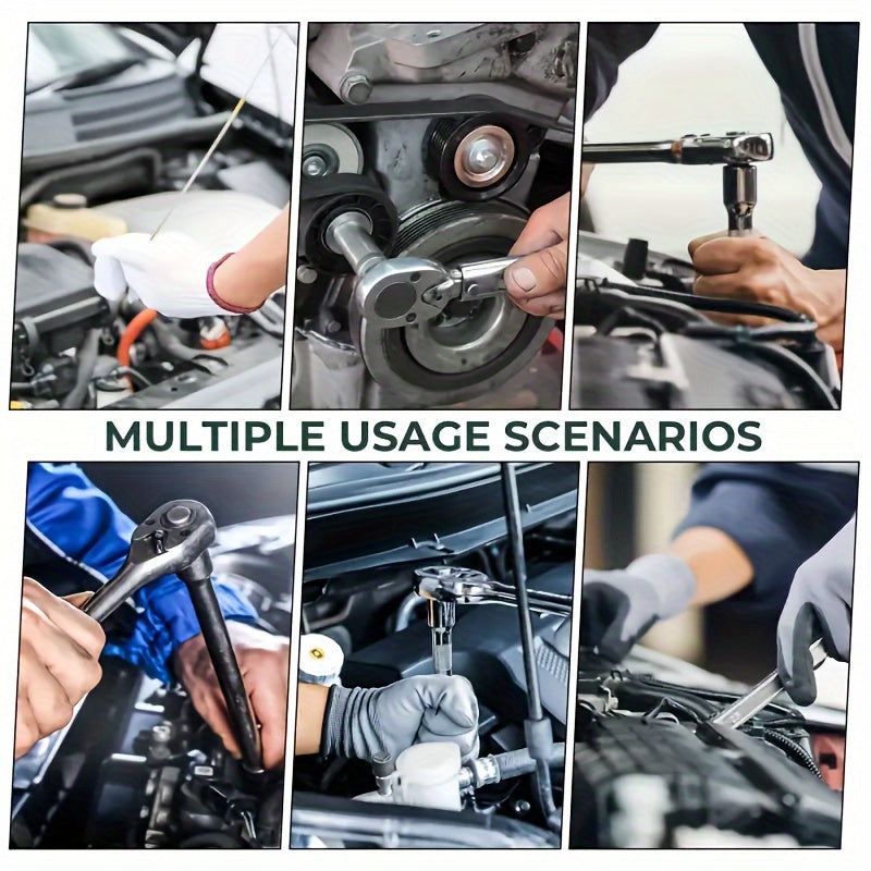 899/52+1 Tool Set, Portable 4-Layer Tool Box with Wheels for Easy Pushing and Pulling, 1/4" Drive and Standard Socket, Multi-Functional Tool Box for Automotive Repair