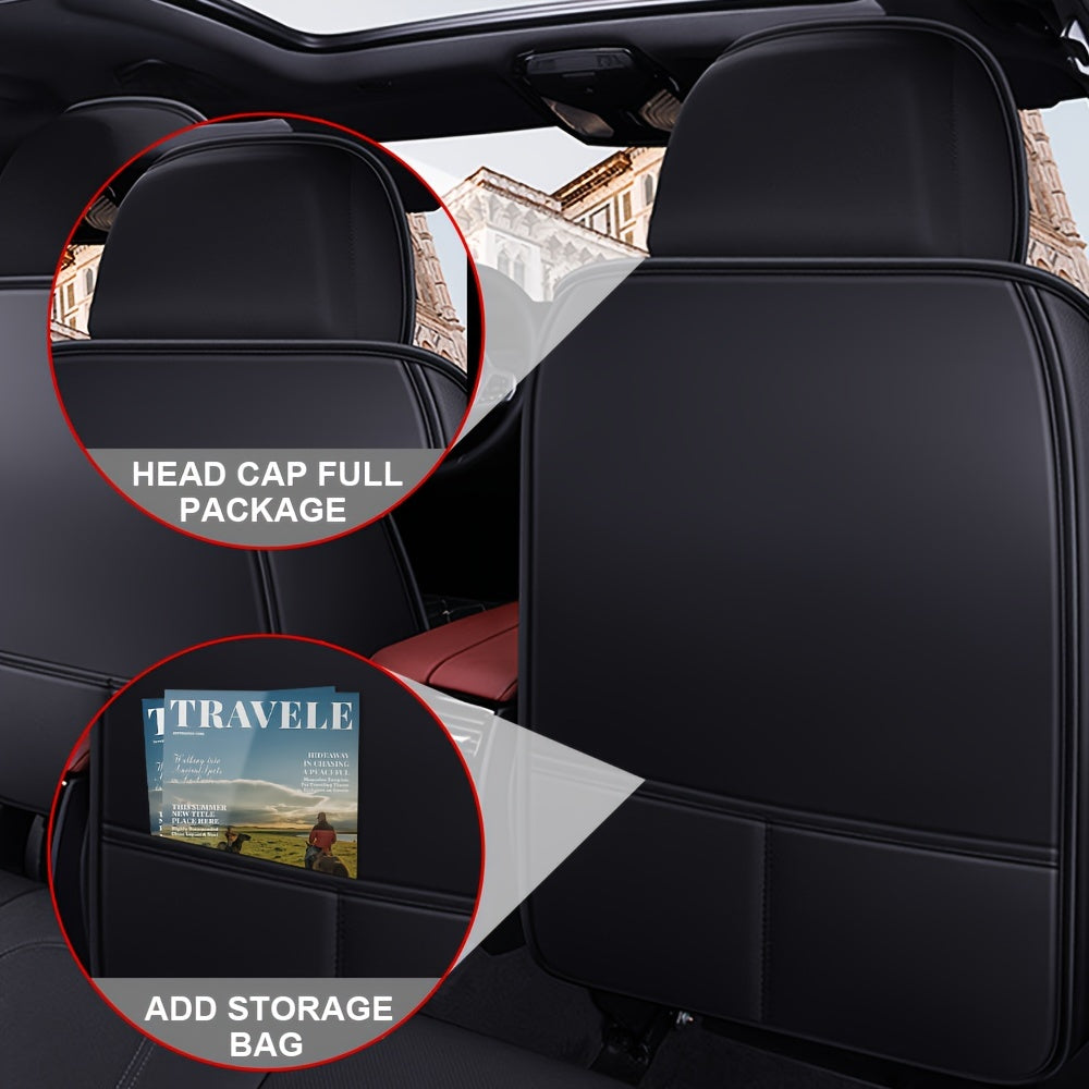 Full Set Car Seat Covers, Crown PU Leather Car Seat Cover Full Surround, Comfortable Automotive Vehicle Cushion Cover Fit For Most 5 Seats Cars/SUV/Truck/Vans