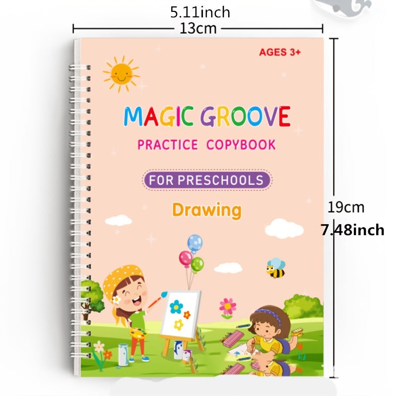 4pcs/set Reusable Children 3D Copybook for Calligraphy Numbers 0-100 Handwriting christmas /halloween /Thanksgiving DayTextbook Learning Math Book Writing for Kids Toys