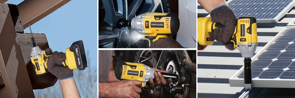 21V 4000MAH Cordless Impact Wrench and Drill Set, Brushless Power Impact Gun with Electric Drill Kit, Portable Tool Bag and Accessories for Automotive and Home Use