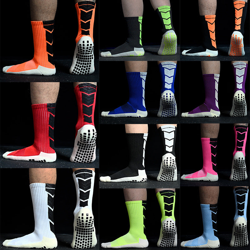 Non-Slip Rubber Grip Cushioned Soccer Socks - Anti-Slip Training Socks with Non-Slip Traction, All-Season Athletic Socks for Football, Basketball, Running, Hiking