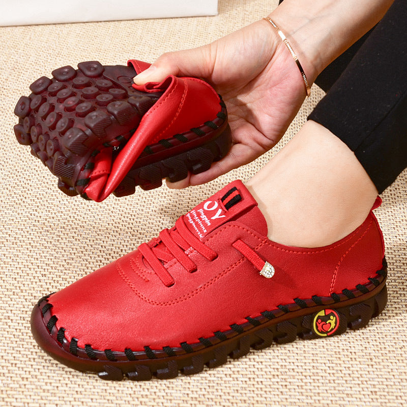 Women's / Round-Toe Flat Shoes with Spoils Accent - Casual Comfortable All-Season Sneakers, PVC Sole & Soft, Breathable for Square Dance, Casual Attire -  Upper (North America/Europe Style)