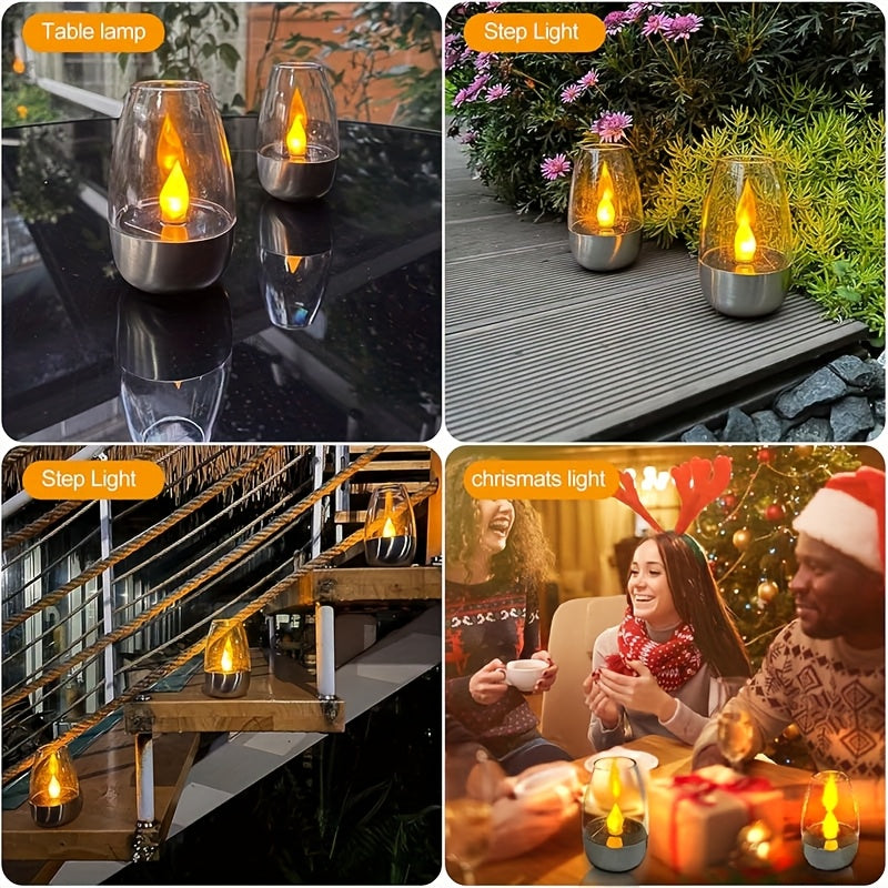 6/4pcs Flameless Flickering Candles | Outdoor Waterproof Solar Lights, IP44/IP65 Waterproof, LED Decorative Candlelight Suitable for Party, Wedding, Bar, Home Decor, Dinner, Outdoor Picnic, Christmas Decorative Lights, Candle