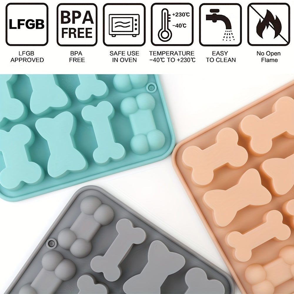 Silicone Bone Mold Set: 16 Cavity, 4 Bone Shapes, Reusable, Non-Stick, Suitable for Chocolate, Cake, Candy, Jelly, Ice, Pet Treat Toys - Christmas, Halloween, Easter, Hanukkah, Thanksgiving