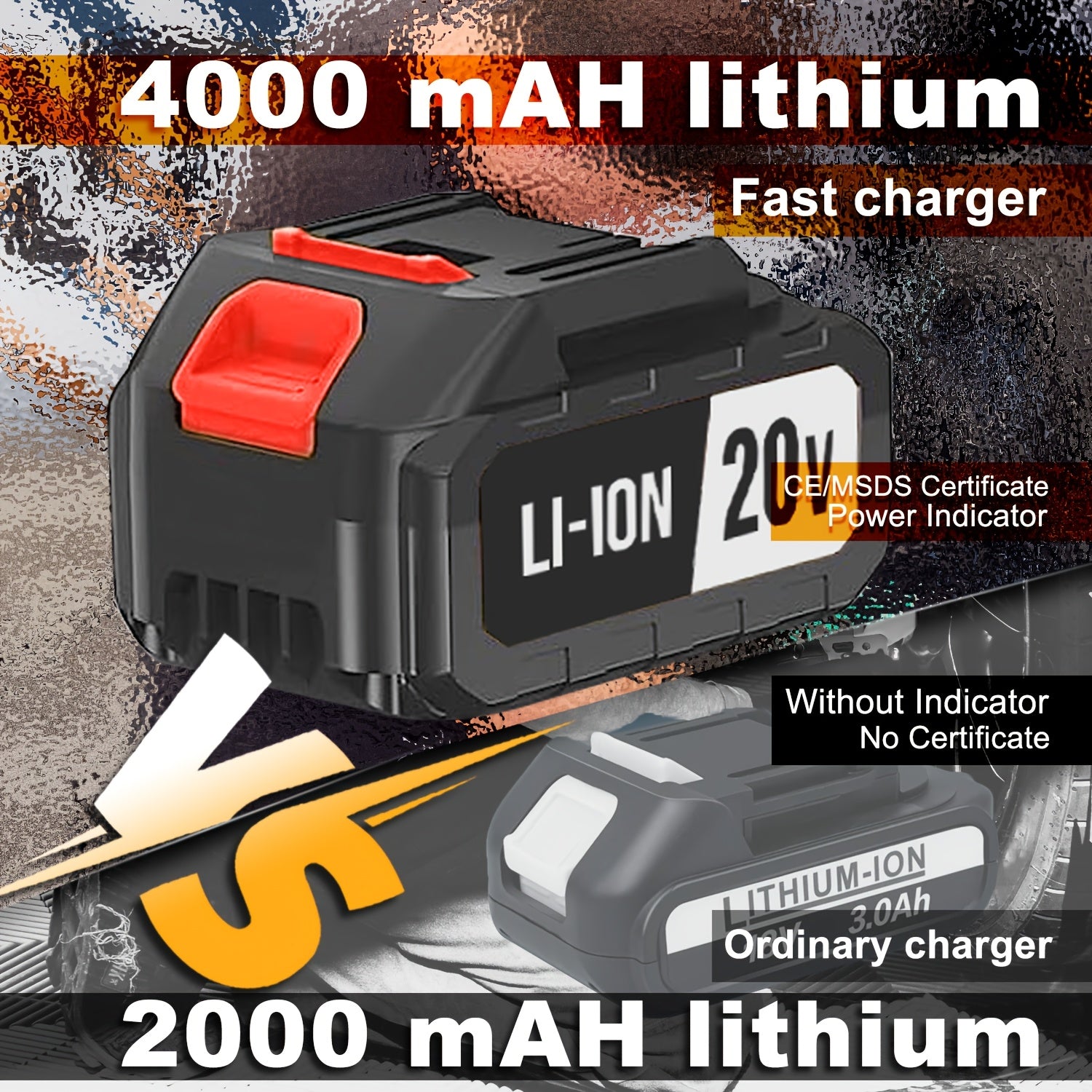 20V 4000MAH Cordless Impact Wrench And Drill Set, 3-in-1 Brushless Power