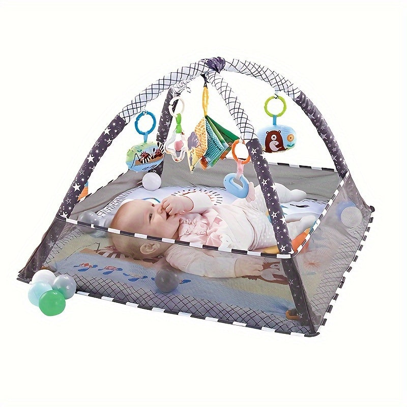 18 pcs baby activity fitness mat set, foldable and washable, play mat, crawling mat, sensory exercise toys, cultivate young children's motor and cognitive abilities, baby fitness frame