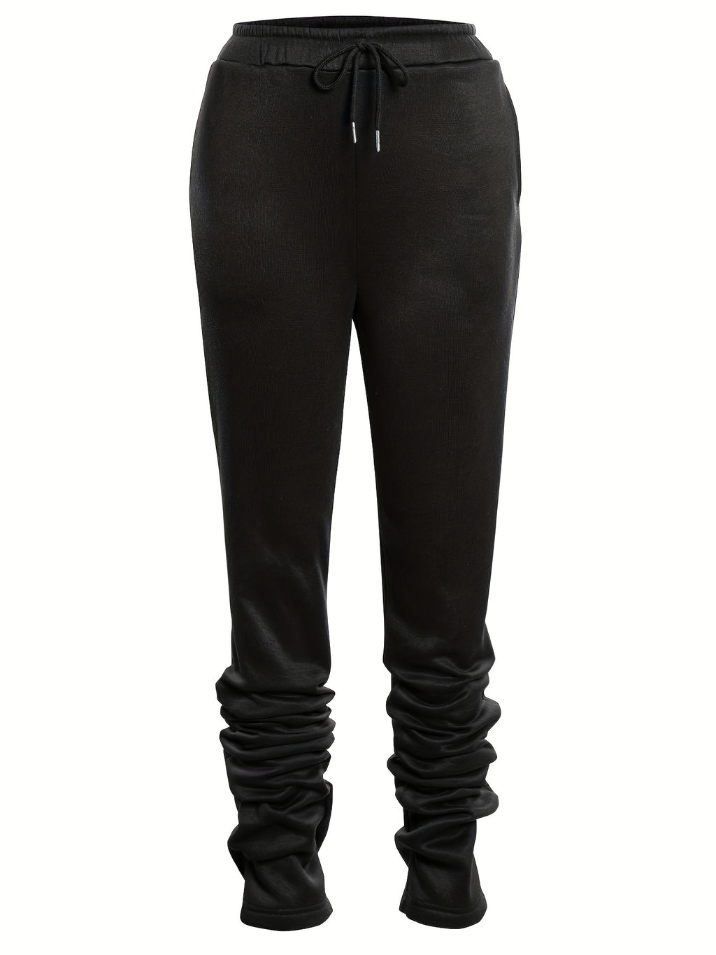 Solid Color Casual Fleece Sports Pants, Drawstring Elastic Winter Warm Jogger Sweatpants, Women's Athleisure