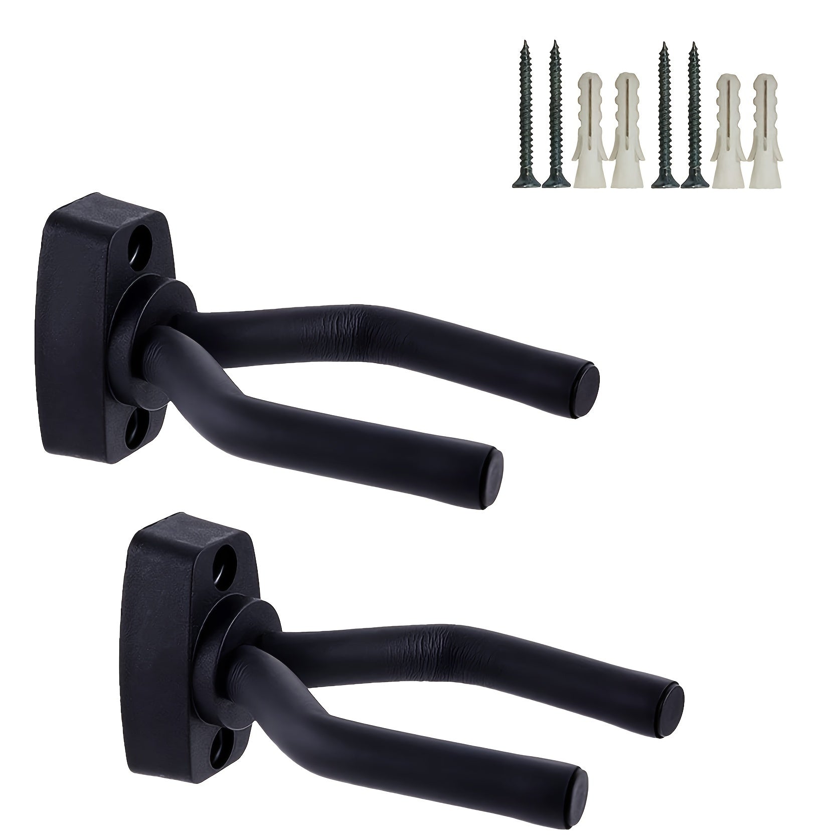 1/2 pcs Guitar Wall Mount Hanger Black Guitar Hanger Wall Hook Holder Stand Display with Screws - Easy to Install - Fits All Size Guitars, Bass, Mandolin, Banjo, Ukulele
