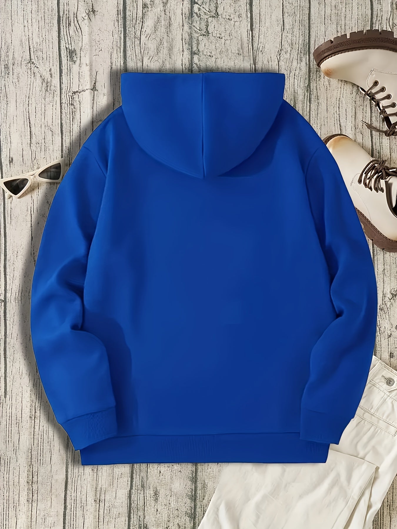 Mens Geometric Pattern Hooded Sweatshirt - Stretchy Pullover with Kangaroo Pocket, Applique Details, and Machine Washable Polyester Fabric - Casual Sports Style for Everyday Wear