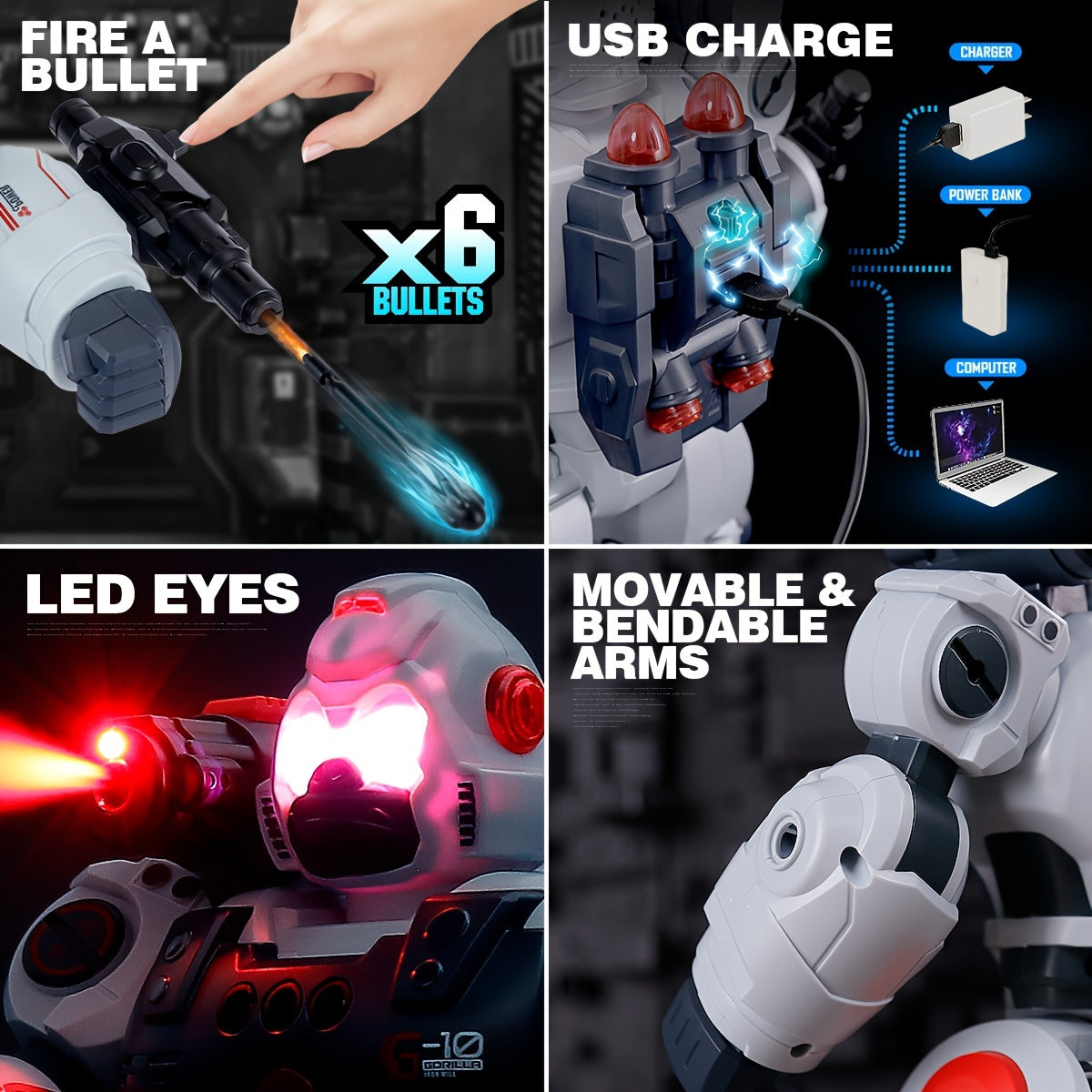 Gesture Sensing RC Robot Toys for Kids, Programmable Remote Control Smart Walking Dancing Robot Toy Gift for Age 3 4 5 6 7 8  Year Old Boys for Birthday Gift Present